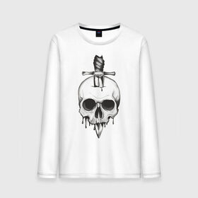 Мужской лонгслив хлопок с принтом Skull with dagger в городе Новоалтайск, 100% хлопок |  | Тематика изображения на принте: death | fear | rose | rose and skull | rose and snake | skull | skull and snake | skulls | snake | snakes | змеи | змея | роза | роза и змея | роза и череп | череп | череп и змея | черепа