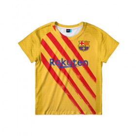 Детская футболка 3D с принтом Barcelona 4-th kit 19-20 в городе Новоалтайск, 100% гипоаллергенный полиэфир | прямой крой, круглый вырез горловины, длина до линии бедер, чуть спущенное плечо, ткань немного тянется | Тематика изображения на принте: barcelona | champions | laliga | league | spain | барселона | испания | лига | месси | чемпионов