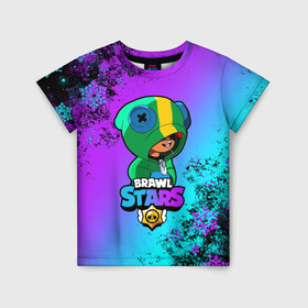 Детская футболка 3D с принтом Новогодний Brawl Stars LEON в городе Новоалтайск, 100% гипоаллергенный полиэфир | прямой крой, круглый вырез горловины, длина до линии бедер, чуть спущенное плечо, ткань немного тянется | brawl | brawl stars | crow | leon | stars | бравл | бравл старс | браво старс | игра | компьютерная | кров | леон | новогодний | новый год | онлайн | с новым годом | снежинки | старс