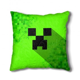 Подушка 3D с принтом MINECRAFT в городе Новоалтайск, наволочка – 100% полиэстер, наполнитель – холлофайбер (легкий наполнитель, не вызывает аллергию). | состоит из подушки и наволочки. Наволочка на молнии, легко снимается для стирки | game | minecraft | блоки | игра | квадраты | компьютерная игра | крипер | майнкрафт