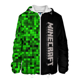 Мужская куртка 3D с принтом MINECRAFT в городе Новоалтайск, ткань верха — 100% полиэстер, подклад — флис | прямой крой, подол и капюшон оформлены резинкой с фиксаторами, два кармана без застежек по бокам, один большой потайной карман на груди. Карман на груди застегивается на липучку | game | minecraft | блоки | игра | квадраты | компьютерная игра | крипер | майнкрафт