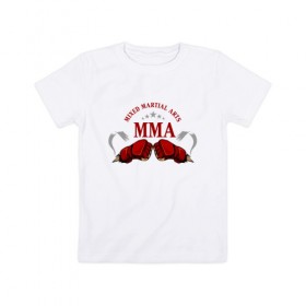Детская футболка хлопок с принтом MMA в городе Новоалтайск, 100% хлопок | круглый вырез горловины, полуприлегающий силуэт, длина до линии бедер | mma | бокс | единоборства | смешанные | спорт
