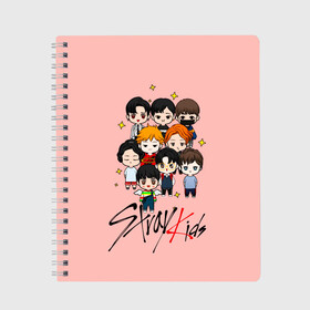 Тетрадь с принтом Stray Kids в городе Новоалтайск, 100% бумага | 48 листов, плотность листов — 60 г/м2, плотность картонной обложки — 250 г/м2. Листы скреплены сбоку удобной пружинной спиралью. Уголки страниц и обложки скругленные. Цвет линий — светло-серый
 | 3racha | i.n | jyp nation | k pop | kpop | skz | stray kids | к поп | кпоп | ли ноу | скз | страй кидс | стрэй кидс | сынмина | уджин | феликса | хана | хёнджина | чана | чанбина