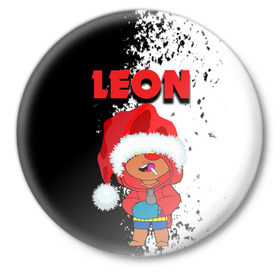 Значок с принтом BRAWL STARS: LEON НОВОГОДНИЙ. в городе Новоалтайск,  металл | круглая форма, металлическая застежка в виде булавки | Тематика изображения на принте: brawl stars | leon | moba | бравл старс | жанр | игра | леон | лого | логотип | надпись