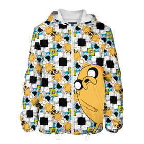 Мужская куртка 3D с принтом Jake Adventure Time в городе Новоалтайск, ткань верха — 100% полиэстер, подклад — флис | прямой крой, подол и капюшон оформлены резинкой с фиксаторами, два кармана без застежек по бокам, один большой потайной карман на груди. Карман на груди застегивается на липучку | adventure time | dsgnosadchaya | vdosadir | время приключений | джейк | пендлтон уорд | финн