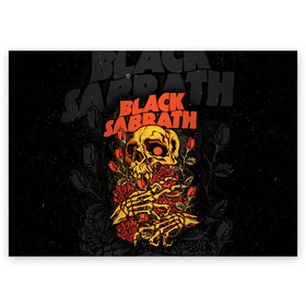 Поздравительная открытка с принтом Black Sabbath в городе Новоалтайск, 100% бумага | плотность бумаги 280 г/м2, матовая, на обратной стороне линовка и место для марки
 | black sabbath | hard rock | heavy metal | блэк сабат | группы | метал | музыка | оззи осборн | рок | хард рок | хэви метал