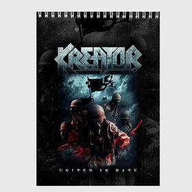 Скетчбук с принтом Kreator в городе Новоалтайск, 100% бумага
 | 48 листов, плотность листов — 100 г/м2, плотность картонной обложки — 250 г/м2. Листы скреплены сверху удобной пружинной спиралью | kreator | metal | готик метал | группы | дэт метала | индастриал метал | метал | музыка | рок | трэш метал
