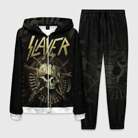 Мужской костюм 3D с принтом Slayer в городе Новоалтайск, 100% полиэстер | Манжеты и пояс оформлены тканевой резинкой, двухслойный капюшон со шнурком для регулировки, карманы спереди | metal | slayer | группы | метал | музыка | рок | трэш метал