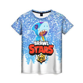Женская футболка 3D с принтом Brawl Stars Леон Шарк в городе Новоалтайск, 100% полиэфир ( синтетическое хлопкоподобное полотно) | прямой крой, круглый вырез горловины, длина до линии бедер | 2020 | brawl | brawl stars | christmas | leon | new year | shark | stars | бравл старс | брол старс | зима | игра | леон | новогодний | новый год | рождество | снег | снежинки | шарк