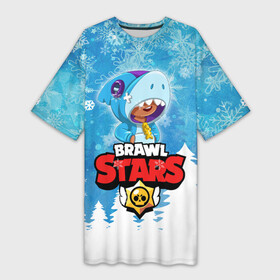 Платье-футболка 3D с принтом Зимний Brawl Stars Leon Shark в городе Новоалтайск,  |  | 2020 | brawl | brawl stars | christmas | leon | new year | stars | бравл старс | брол старс | зима | игра | леон | новогодний | новый год | рождество | снег | снежинки