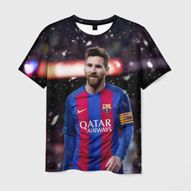Мужская футболка 3D с принтом Leo Messi в городе Новоалтайск, 100% полиэфир | прямой крой, круглый вырез горловины, длина до линии бедер | barca | barcelona | champions | football | messi | soccer | spain | uefa | world cup | барса | барселона | ла лига | лео месси | лига чемпионов | месси | футбол
