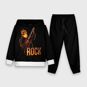 Детский костюм 3D (с толстовкой) с принтом rock в городе Новоалтайск,  |  | rock | skull | гитара | огонь | рок | скелет | череп