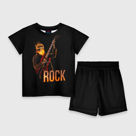 Детский костюм с шортами 3D с принтом rock в городе Новоалтайск,  |  | rock | skull | гитара | огонь | рок | скелет | череп