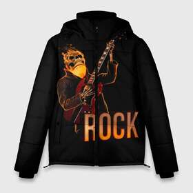 Мужская зимняя куртка 3D с принтом rock в городе Новоалтайск, верх — 100% полиэстер; подкладка — 100% полиэстер; утеплитель — 100% полиэстер | длина ниже бедра, свободный силуэт Оверсайз. Есть воротник-стойка, отстегивающийся капюшон и ветрозащитная планка. 

Боковые карманы с листочкой на кнопках и внутренний карман на молнии. | Тематика изображения на принте: rock | skull | гитара | огонь | рок | скелет | череп