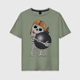 Женская футболка хлопок Oversize с принтом Clash of Clans в городе Новоалтайск, 100% хлопок | свободный крой, круглый ворот, спущенный рукав, длина до линии бедер
 | clash of clans | clash royale | game | supercell | детская | детям | игра | клаш оф кланс | клэш оф кланс | компьютерна игра