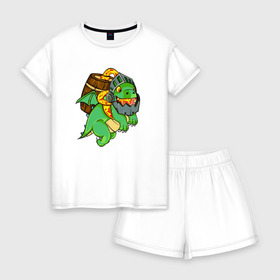 Женская пижама с шортиками хлопок с принтом Clash of Clans в городе Новоалтайск, 100% хлопок | футболка прямого кроя, шорты свободные с широкой мягкой резинкой | clash of clans | clash royale | game | supercell | детская | детям | игра | клаш оф кланс | клэш оф кланс | компьютерна игра | пекка