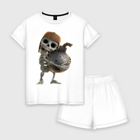 Женская пижама с шортиками хлопок с принтом Clash of Clans в городе Новоалтайск, 100% хлопок | футболка прямого кроя, шорты свободные с широкой мягкой резинкой | clash of clans | clash royale | game | supercell | детская | детям | игра | клаш оф кланс | клэш оф кланс | компьютерна игра | пекка | скелет