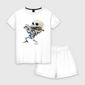 Женская пижама с шортиками хлопок с принтом Clash of Clans в городе Новоалтайск, 100% хлопок | футболка прямого кроя, шорты свободные с широкой мягкой резинкой | clash of clans | clash royale | game | supercell | детская | детям | игра | клаш оф кланс | клэш оф кланс | компьютерна игра | пекка | скелет