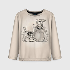 Детский лонгслив 3D с принтом My Neighbor Totoro забор в городе Новоалтайск, 100% полиэстер | длинные рукава, круглый вырез горловины, полуприлегающий силуэт
 | anime | hayao miyazaki | japanese | meme | miyazaki | piano | studio ghibli | tokyo | totoro | гибли | котобус | мой | мэй | сацуки | сосед | сусуватари | тонари | тоторо | хаяо миядзаки