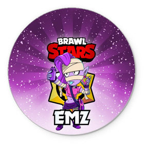 Коврик для мышки круглый с принтом BRAWL STARS EMZ в городе Новоалтайск, резина и полиэстер | круглая форма, изображение наносится на всю лицевую часть | brawl stars | brawl stars emz | brawler | emz | бравл старз | бравлер | эмз