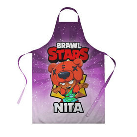 Фартук 3D с принтом BRAWL STARS NITA в городе Новоалтайск, 100% полиэстер | общий размер — 65 х 85 см, ширина нагрудника — 26 см, горловина — 53 см, длина завязок — 54 см, общий обхват в поясе — 173 см. Принт на завязках и на горловине наносится с двух сторон, на основной части фартука — только с внешней стороны | brawl stars | brawl stars nita | brawler | nita | бравл старз | бравлер | нита