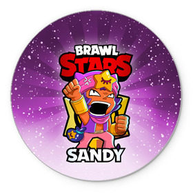 Коврик для мышки круглый с принтом BRAWL STARS SANDY в городе Новоалтайск, резина и полиэстер | круглая форма, изображение наносится на всю лицевую часть | brawl stars | brawl stars sandy | brawler | sandy | бравл старз | бравлер | сэнди