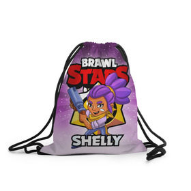 Рюкзак-мешок 3D с принтом BRAWL STARS SHELLY в городе Новоалтайск, 100% полиэстер | плотность ткани — 200 г/м2, размер — 35 х 45 см; лямки — толстые шнурки, застежка на шнуровке, без карманов и подкладки | brawl stars | brawl stars shelly | brawler | shelly | бравл старз | бравлер | шелли