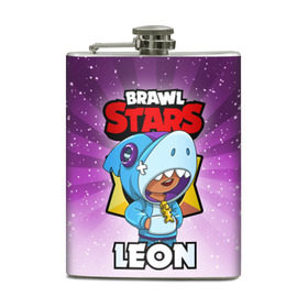 Фляга с принтом BRAWL STARS LEON в городе Новоалтайск, металлический корпус | емкость 0,22 л, размер 125 х 94 мм. Виниловая наклейка запечатывается полностью | Тематика изображения на принте: brawl stars | brawl stars leon | brawler | leon | бравл старз | бравлер | леон