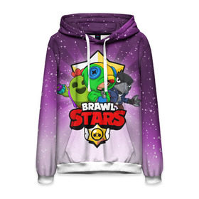 Мужская толстовка 3D с принтом BRAWL STARS в городе Новоалтайск, 100% полиэстер | двухслойный капюшон со шнурком для регулировки, мягкие манжеты на рукавах и по низу толстовки, спереди карман-кенгуру с мягким внутренним слоем. | brawl stars | brawler | crow | leon | spike | бравл старз | бравлер | ворон | леон | спайк