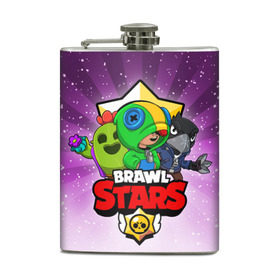 Фляга с принтом BRAWL STARS в городе Новоалтайск, металлический корпус | емкость 0,22 л, размер 125 х 94 мм. Виниловая наклейка запечатывается полностью | Тематика изображения на принте: brawl stars | brawler | crow | leon | spike | бравл старз | бравлер | ворон | леон | спайк