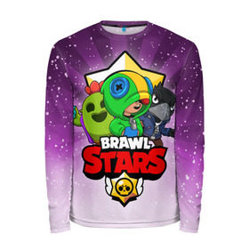Мужской лонгслив 3D с принтом BRAWL STARS в городе Новоалтайск, 100% полиэстер | длинные рукава, круглый вырез горловины, полуприлегающий силуэт | brawl stars | brawler | crow | leon | spike | бравл старз | бравлер | ворон | леон | спайк