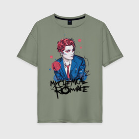 Женская футболка хлопок Oversize с принтом My chemical romance в городе Новоалтайск, 100% хлопок | свободный крой, круглый ворот, спущенный рукав, длина до линии бедер
 | mcr | my chemical romance | rock | джерард уэй | мкр | мой химический роман | рок | рокер