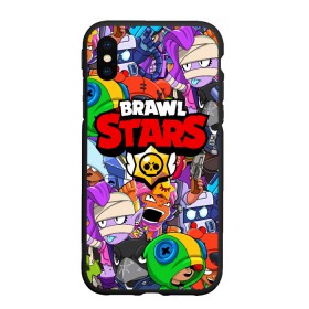 Чехол силиконовый для Apple iPhone XS Max матовый NEW с принтом BRAWL STARS в городе Новоалтайск, Силикон | Область печати: задняя сторона чехла, без боковых панелей | Тематика изображения на принте: 8 bit | 8 бит | brawl stars | brawler | crow | emz | leon | nita | sandy | spike | бравл старз | бравлер | ворон | леон | нита | спайк | сэнди | эмз