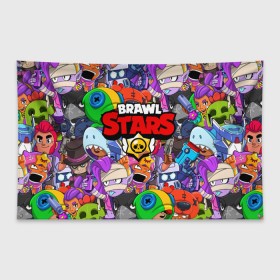Флаг-баннер с принтом BRAWL STARS в городе Новоалтайск, 100% полиэстер | размер 67 х 109 см, плотность ткани — 95 г/м2; по краям флага есть четыре люверса для крепления | 8 bit | 8 бит | brawl stars | brawler | crow | emz | leon | nita | sandy | spike | бравл старз | бравлер | ворон | леон | нита | спайк | сэнди | эмз