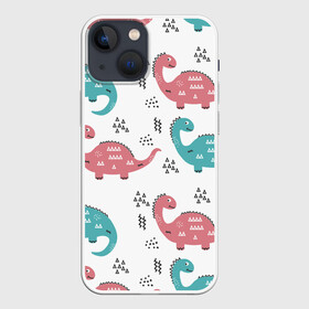 Чехол для iPhone 13 mini с принтом Милые динозаврики в городе Новоалтайск,  |  | dinosaurs | динозавр | динозавры | животные | игрушки | мульт динозавры | мультяшки динозавры | тиранозавр