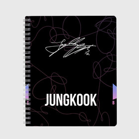 Тетрадь с принтом АВТОГРАФ JUNGKOOK BTS в городе Новоалтайск, 100% бумага | 48 листов, плотность листов — 60 г/м2, плотность картонной обложки — 250 г/м2. Листы скреплены сбоку удобной пружинной спиралью. Уголки страниц и обложки скругленные. Цвет линий — светло-серый
 | Тематика изображения на принте: bts | j hope | jimin | jin | jungkook | rm | signature. | suga | v | автограф | арэм | бтс | ви | джей хоуп | джин | чимин | чон чонгук | шуга