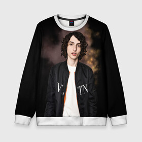 Детский свитшот 3D с принтом finn wolfhard в городе Новоалтайск, 100% полиэстер | свободная посадка, прямой крой, мягкая тканевая резинка на рукавах и понизу свитшота | Тематика изображения на принте: finn wolfhard | очень странные дела | финн вулфард