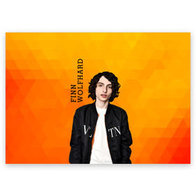 Поздравительная открытка с принтом finn wolfhard в городе Новоалтайск, 100% бумага | плотность бумаги 280 г/м2, матовая, на обратной стороне линовка и место для марки
 | Тематика изображения на принте: finn wolfhard | очень странные дела | финн вулфард
