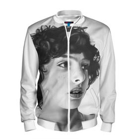 Мужской бомбер 3D с принтом finn wolfhard в городе Новоалтайск, 100% полиэстер | застегивается на молнию, по бокам два кармана без застежек, по низу бомбера и на воротнике - эластичная резинка | finn wolfhard | очень странные дела | финн вулфард