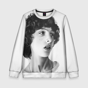 Детский свитшот 3D с принтом finn wolfhard в городе Новоалтайск, 100% полиэстер | свободная посадка, прямой крой, мягкая тканевая резинка на рукавах и понизу свитшота | Тематика изображения на принте: finn wolfhard | очень странные дела | финн вулфард