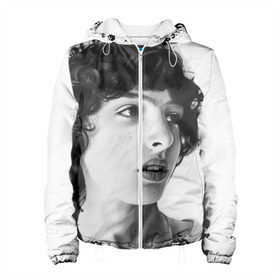 Женская куртка 3D с принтом finn wolfhard в городе Новоалтайск, ткань верха — 100% полиэстер, подклад — флис | прямой крой, подол и капюшон оформлены резинкой с фиксаторами, два кармана без застежек по бокам, один большой потайной карман на груди. Карман на груди застегивается на липучку | finn wolfhard | очень странные дела | финн вулфард