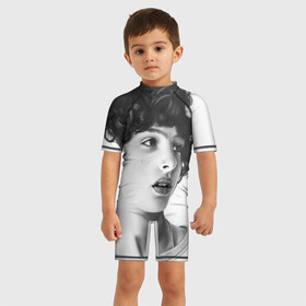 Детский купальный костюм 3D с принтом finn wolfhard в городе Новоалтайск, Полиэстер 85%, Спандекс 15% | застежка на молнии на спине | finn wolfhard | очень странные дела | финн вулфард