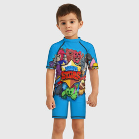 Детский купальный костюм 3D с принтом Brawl Stars ПЕРСОНАЖИ в городе Новоалтайск, Полиэстер 85%, Спандекс 15% | застежка на молнии на спине | brawl | brawl stars | crow | leon | stars | бравл | бравл старс | браво старс | игра | компьютерная | кров | леон | онлайн | персонажи | старс