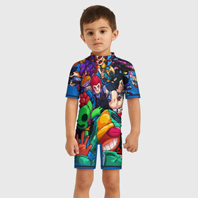 Детский купальный костюм 3D с принтом Brawl Stars ПЕРСОНАЖИ в городе Новоалтайск, Полиэстер 85%, Спандекс 15% | застежка на молнии на спине | brawl | brawl stars | crow | leon | stars | бравл | бравл старс | браво старс | игра | компьютерная | кров | леон | онлайн | персонажи | старс