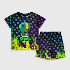 Детский костюм с шортами 3D с принтом Brawl Stars LEON в городе Новоалтайск,  |  | brawl | brawl stars | crow | leon | stars | бравл | бравл старс | браво старс | игра | компьютерная | кров | леон | онлайн | старс