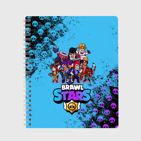 Тетрадь с принтом Brawl Stars ПЕРСОНАЖИ в городе Новоалтайск, 100% бумага | 48 листов, плотность листов — 60 г/м2, плотность картонной обложки — 250 г/м2. Листы скреплены сбоку удобной пружинной спиралью. Уголки страниц и обложки скругленные. Цвет линий — светло-серый
 | Тематика изображения на принте: brawl | brawl stars | crow | leon | stars | бравл | бравл старс | браво старс | игра | компьютерная | кров | леон | онлайн | старс