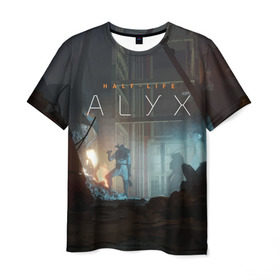 Мужская футболка 3D с принтом HALF-LIFE: ALYX в городе Новоалтайск, 100% полиэфир | прямой крой, круглый вырез горловины, длина до линии бедер | alex | alyx | freeman | g man | gman | gordon | half | half life | halflife | life | valve | алекс | аликс | вальв | вэльв | гордон | джи | лайф | мен | фримен | халф | халф лайф | халфлайф