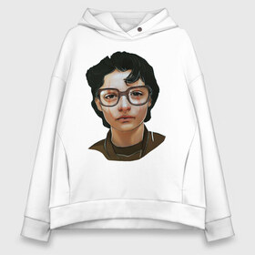 Женское худи Oversize хлопок с принтом finn wolfhard в городе Новоалтайск, френч-терри — 70% хлопок, 30% полиэстер. Мягкий теплый начес внутри —100% хлопок | боковые карманы, эластичные манжеты и нижняя кромка, капюшон на магнитной кнопке | finn wolfhard | очень странные дела | финн вулфард