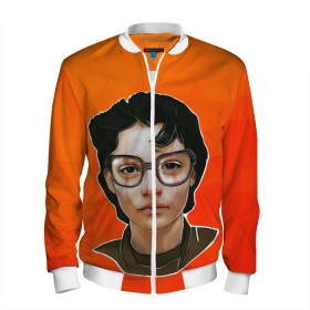Мужской бомбер 3D с принтом finn wolfhard в городе Новоалтайск, 100% полиэстер | застегивается на молнию, по бокам два кармана без застежек, по низу бомбера и на воротнике - эластичная резинка | Тематика изображения на принте: finn wolfhard | очень странные дела | финн вулфард