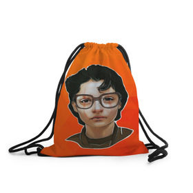 Рюкзак-мешок 3D с принтом finn wolfhard в городе Новоалтайск, 100% полиэстер | плотность ткани — 200 г/м2, размер — 35 х 45 см; лямки — толстые шнурки, застежка на шнуровке, без карманов и подкладки | finn wolfhard | очень странные дела | финн вулфард